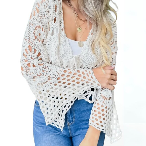 NWT Sweet Escape Boho Crochet Cardigan - Picture 1 of 12